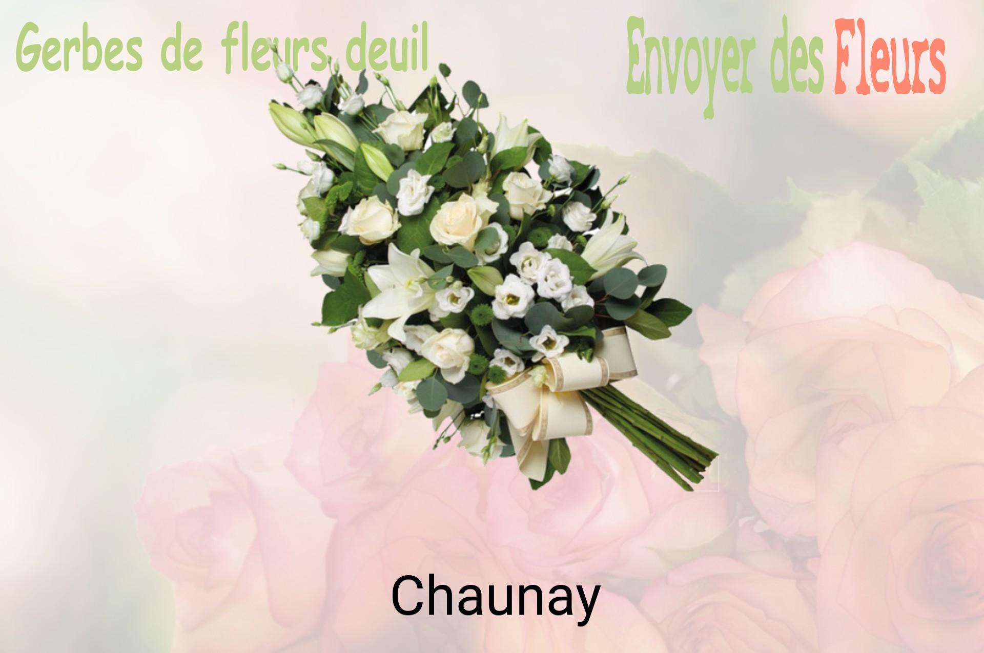 Gerbe de fleurs de deuil livrée à Chaunay